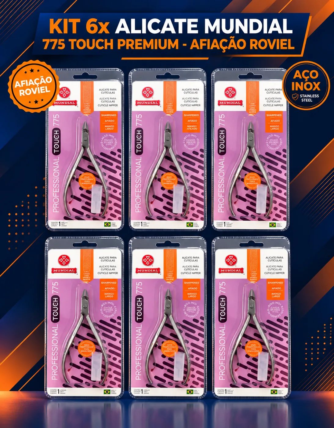 Kit com 6 alicates Mundial 775 Touch Premium